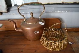 Copper Kettle and a Wire Basket