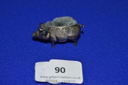 Hallmarked Silver Pig Pin Cushion - Birmingham 1907, ~13g total