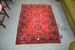 Red Hand Woven Wool Rug