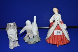 Two Royal Copenhagen Animal Figures, and a Royal Doulton Figurine – The Ermine Coat