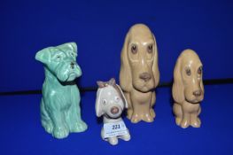Four Small Sylvac Dogs