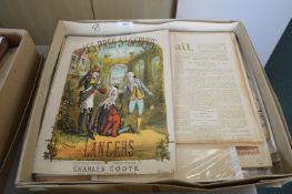 Large Box of Ephemera Including Music Sheets, Newspaper Relating to The General Strike 1986, etc.