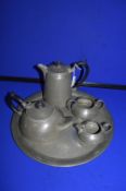 English Hammered Pewter Tea Set