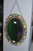 Leaded Glass Bevelled Edge Oval Mirror