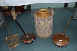 Stoneware Jar in a Basket plus Carpet Beater