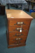 Edwardian Oak Five Drawer Stationery Cabinet