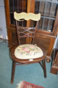 Mahogany Bedroom Chair with Tapestry Upholstery