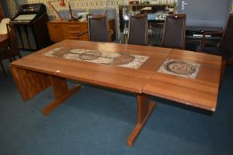 1970’s Teak Drop Leaf Table with Tile Inlay by Poul H. Boulsen (some marks to top)