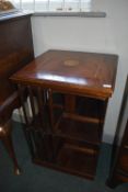 Edwardian Mahogany Revolving Bookcase with Inlaid Cartouche