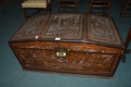 Carved Chinese Camphor Wood Chest