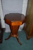 Victorian Octagonal Mahogany Sewing Table on Tripod Base