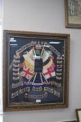 Framed Embroidered Souvenir of The Great War The Royal Lancaster Regiment