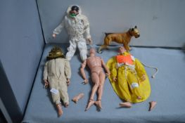 Action Man Figures and a Dog (some faults)