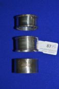 Three Hallmarked Silver Napkin Rings ~51g total