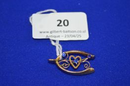 9ct Gold Wishbone Brooch ~1.7g