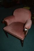 Victorian Mahogany Armchair with Pink Upholstery