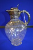Etched Claret Jug with Silver Handle & Mounts - Sheffield 1864