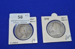 Two Victoria Silver Half Crowns