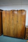 1930’s Walnut Veneered Triple Wardrobe