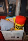 *Box of Cleaning Cloths, Scrubbing Brushes, Scouring Pads, etc.