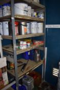 *Contents of Shelf and Surrounding Area to Include Grease Gun, Wood Preservative, Gass Bottle,