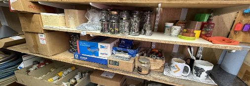 *Contents of Two Shelves to Include Chain, Hand Tools, Various Fixings, etc.
