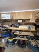 *Contents of Four Shelves to Include Various Extension Leads, Mig Welding Cable, Earth Cables, New