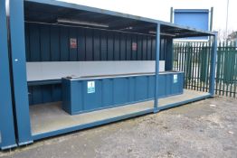 *24ft x 8ft Open Sided Smoking/Dining Area with Aluminium Checker Plate Floor, Seating to Rear,