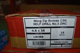 *16x Boxes of 4.8x38 Wing Tipped CSK Screws