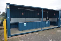 *24ft x 8ft Open Sided Smoking/Dining Area with Aluminium Checker Plate Floor, Seating to Rear,