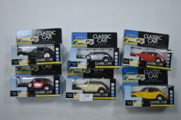 Six Classic Car Diecast Vehicles
