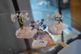 Three Rose Quartz Tree Ornaments