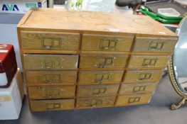 Small Oak Fifteen Drawer Cabinet