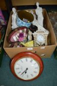 Pottery Figures, Clocks, etc.