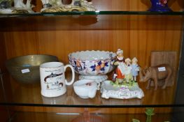 Pottery, Brassware, and a Wooden Carving