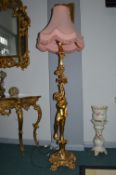 Gilded Standard Lamp with Cherub
