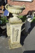 Concrete Garden Urn on Pedestal