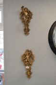 Pair of Gilt Cherub Candle Wall Sconces
