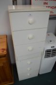 Two White Three Drawer Bedside Cabinets