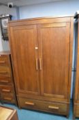 Large Solid Wood Double Wardrobe with Single Drawe