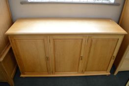 Solid Light Oak Three Door Sideboard