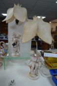 Pair of Academy Table Lamps Featuring Cherubs with
