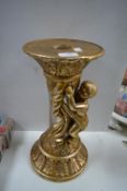 Gilded Pottery Plant Stand with Cherub Design