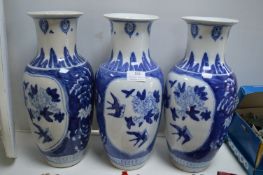 Three Blue & White Chinese Vases