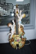 Capodimonte Large Pottery Cello with Cherubs