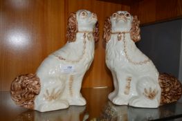 Pair of Large Flatback Pottery Spaniels