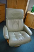 Stressless Green Leather Upholstered Recliner