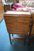 Wooden Ten Drawer Collector's Cabinet on Stand