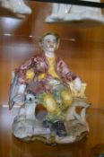 Capodimonte Figure of a Man & a Dog on a Bench