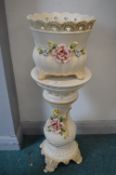 Decorative Pottery Jardiniere with Floral Design